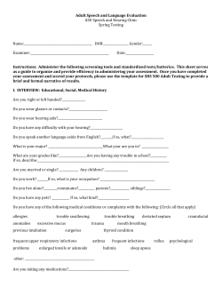 Adult Speech and Language Evaluation ASU Speech