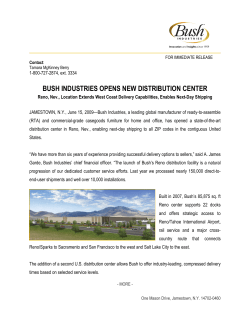 BUSH INDUSTRIES OPENS NEW DISTRIBUTION CENTER