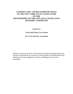 commentary and recommendations to the new york state
