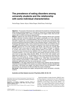 The prevalence of eating disorders among university