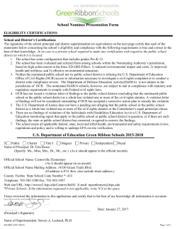School Nominee Presentation Form US Department