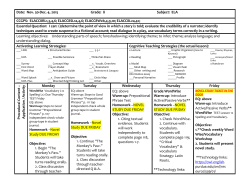 Date: Nov. 30-Dec. 4, 2015 Grade: 8 Subject: ELA CCGPS