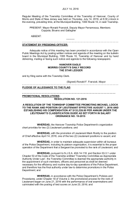 July 14, 2016 - Hanover Township