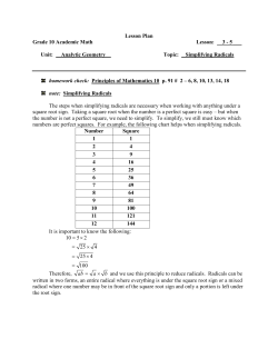 Lesson 4 &ndash; Simplifying Radicals