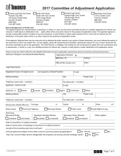 2017 Committee of Adjustment Application