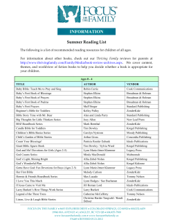 Summer Reading List - Focus on the Family