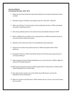 American History Presidential Election, 1856-1876