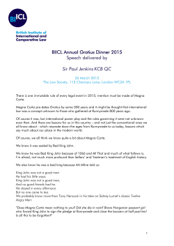 BIICL Annual Grotius Dinner 2015 Speech delivered by Sir Paul