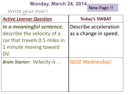 Active Learner Question Today`s SWBAT In a meaningful sentence