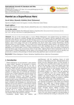 International Journal of Literature and Arts Hamlet as a Superfluous