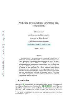 Predicting zero reductions in Gr\" obner basis computations