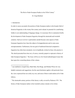 The Role of Indo-European Studies in the XXIst
