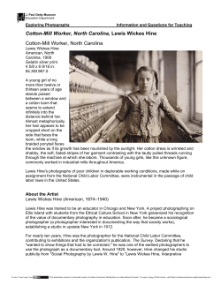 Cotton-Mill Worker, North Carolina, Lewis Wickes Hine