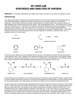 AP CHEM LAB SYNTHESIS AND ANALYSIS OF ASPIRIN