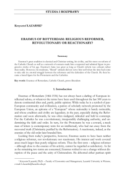 studia i rozprawy erasmus of rotterdam: religious reformer