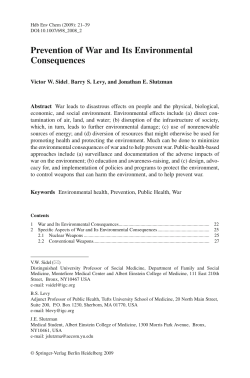 Prevention of War and Its Environmental Consequences