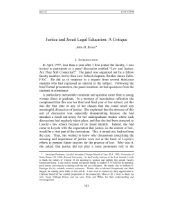 Justice and Jesuit Legal Education: A Critique