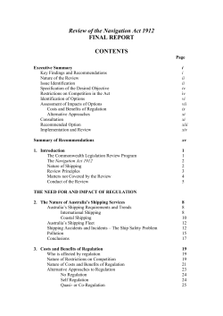 Review of the Navigation Act 1912 FINAL REPORT CONTENTS