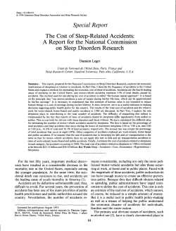 Special Report The Cost of Sleep-Related Accidents: A Report for