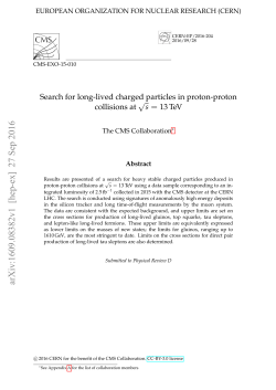 Search for long-lived charged particles in proton