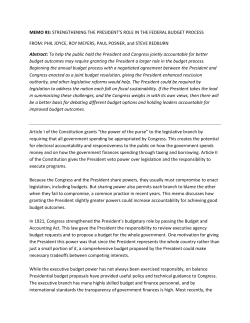 MEMO #3: STRENGTHENING THE PRESIDENT`S ROLE IN THE