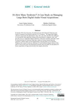 It`s How Many Terabytes?! A Case Study on Managing Large Born