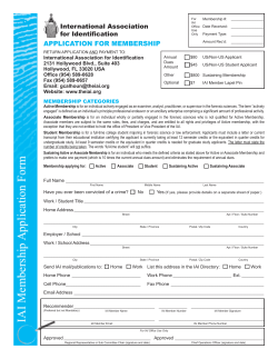 APPLICATION FOR MEMBERSHIP - International Association for