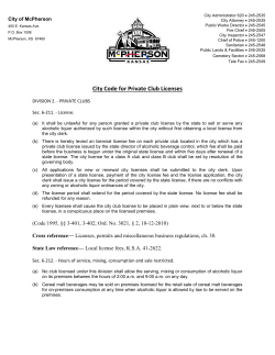 Private Clubs License Information