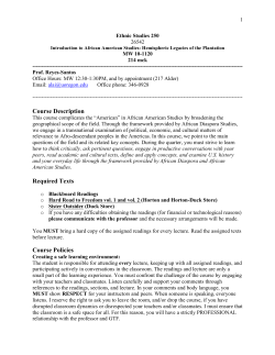 Syllabus: ES 250 Intro African American Studies &ndash; Winter