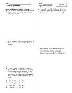 Quadratic Applications