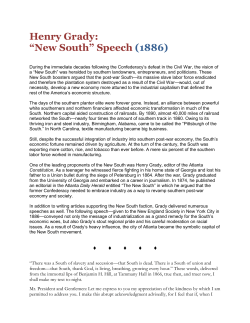Henry Grady: &ldquo;New South&rdquo; Speech (1886) - apush-xl