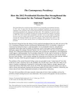 The Contemporary Presidency How the 2012 Presidential Election