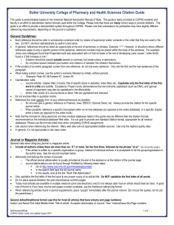 Butler University College of Pharmacy and Health Sciences Citation