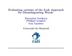 Evaluating variants of the Lesk Approach for Disambiguating Words