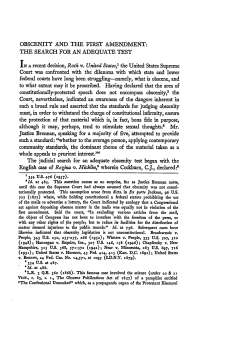Obscenity and the First Amendment: The Search for an Adequate Test