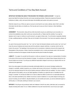 Terms and Conditions of Your Bay Bank Account