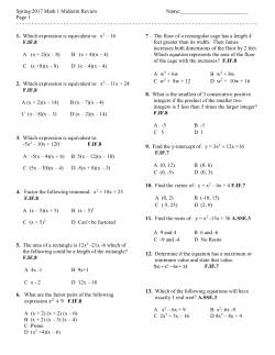 1 Which expression is equivalent to: x2 &ndash; 3x &ndash; 40