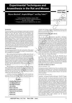 Experimental Techniques and Anaesthesia in the Rat and Mouse