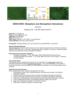 GEOG 693C: Biosphere and Atmosphere Interactions