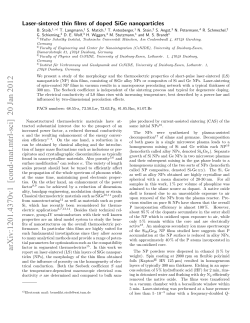 Laser-sintered thin films of doped SiGe nanoparticles