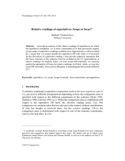 Relative readings of superlatives: Scope or focus?*1