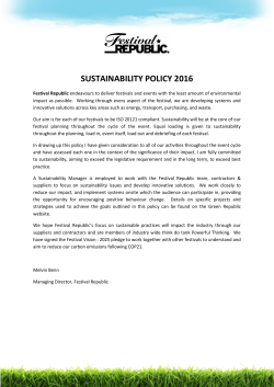 SUSTAINABILITY POLICY 2016