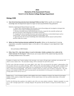 Biology CORE 2016 Elements of the Assessment Process Form E
