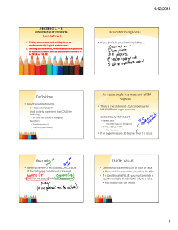 Brainstorming Ideas… Definitions Example TRUTH VALUE