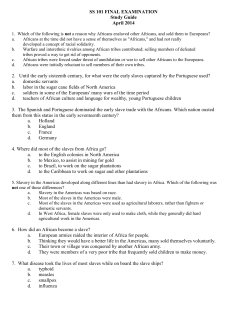 SS 101 FINAL EXAMINATION Study Guide April 2014