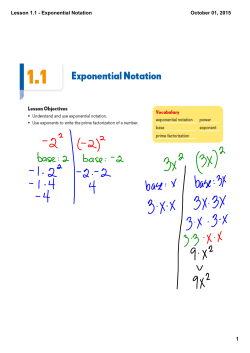 Lesson 1.1 - Exponential Notation
