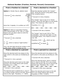 Rational Number (Fraction, Decimal, Percent) Conversions From a