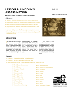 Lesson 7 Lincoln`s Assassination - Lincoln Log Cabin State Historic