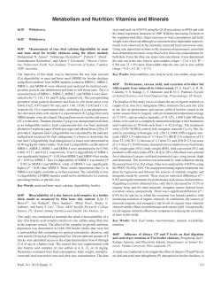 Metabolism and Nutrition: Vitamins and Minerals