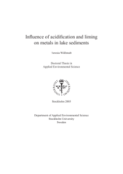 Influence of acidification and liming on metals in lake sediments